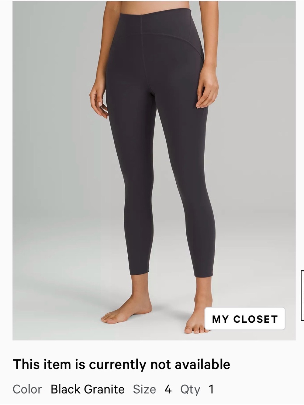Instill High-Rise Leggings. Black Granite. Size 4. 25”